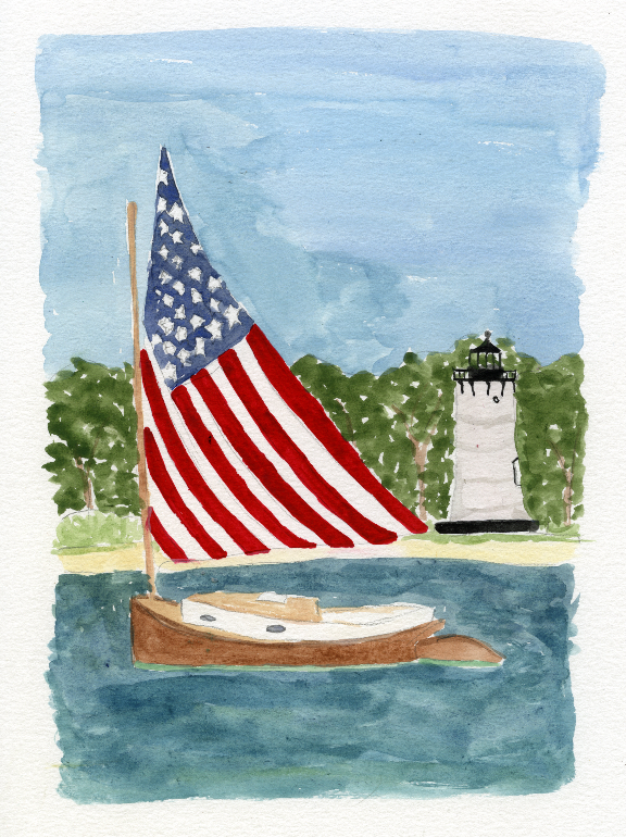 Original Americana Sailboat Painting