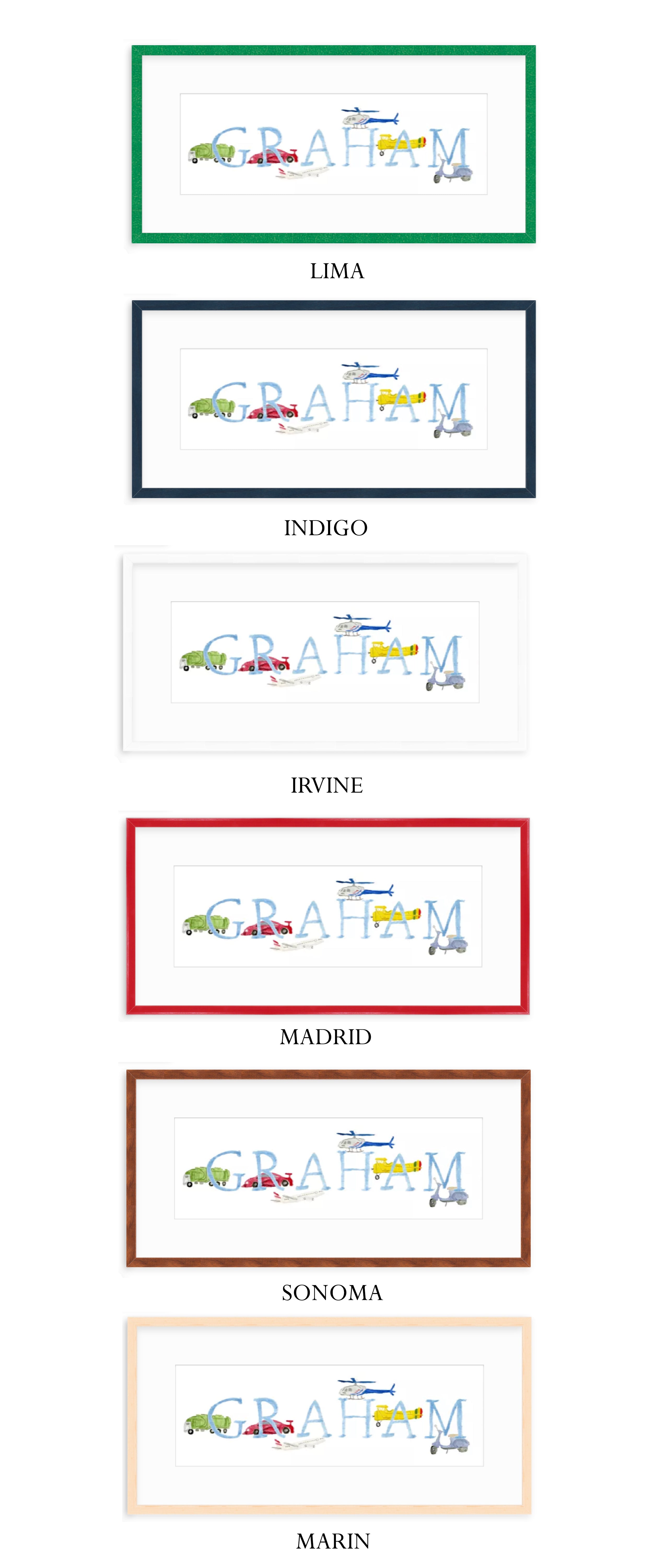 Vehicle Alphabet Name Print
