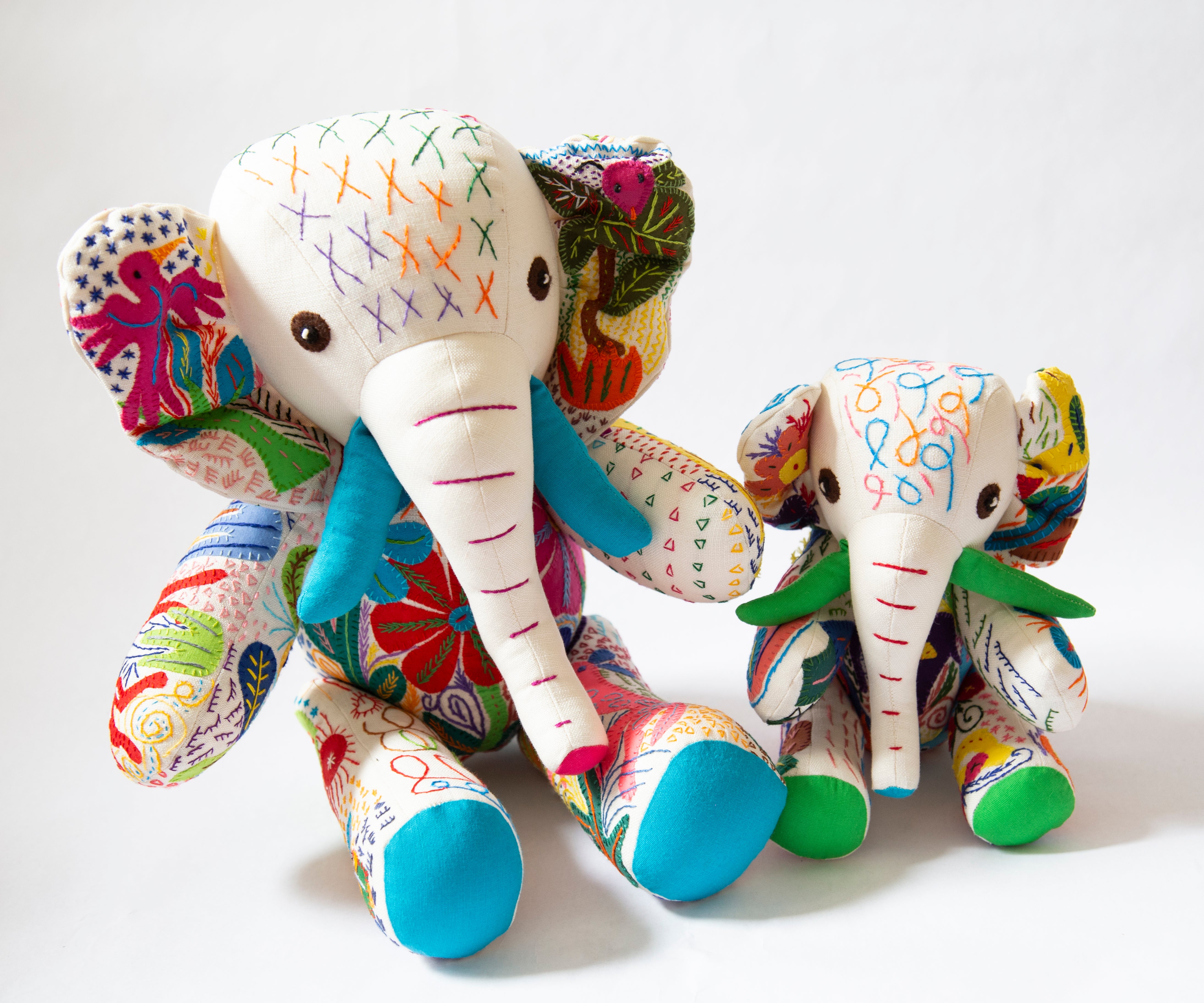 Large Hand Stitched Stuffed Elephant