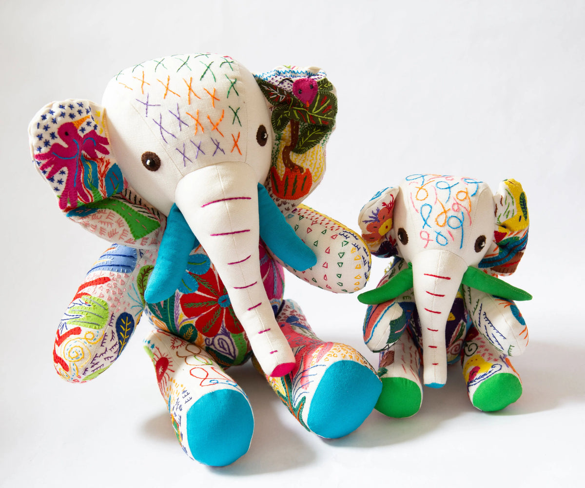 Large Hand Stitched Stuffed Elephant