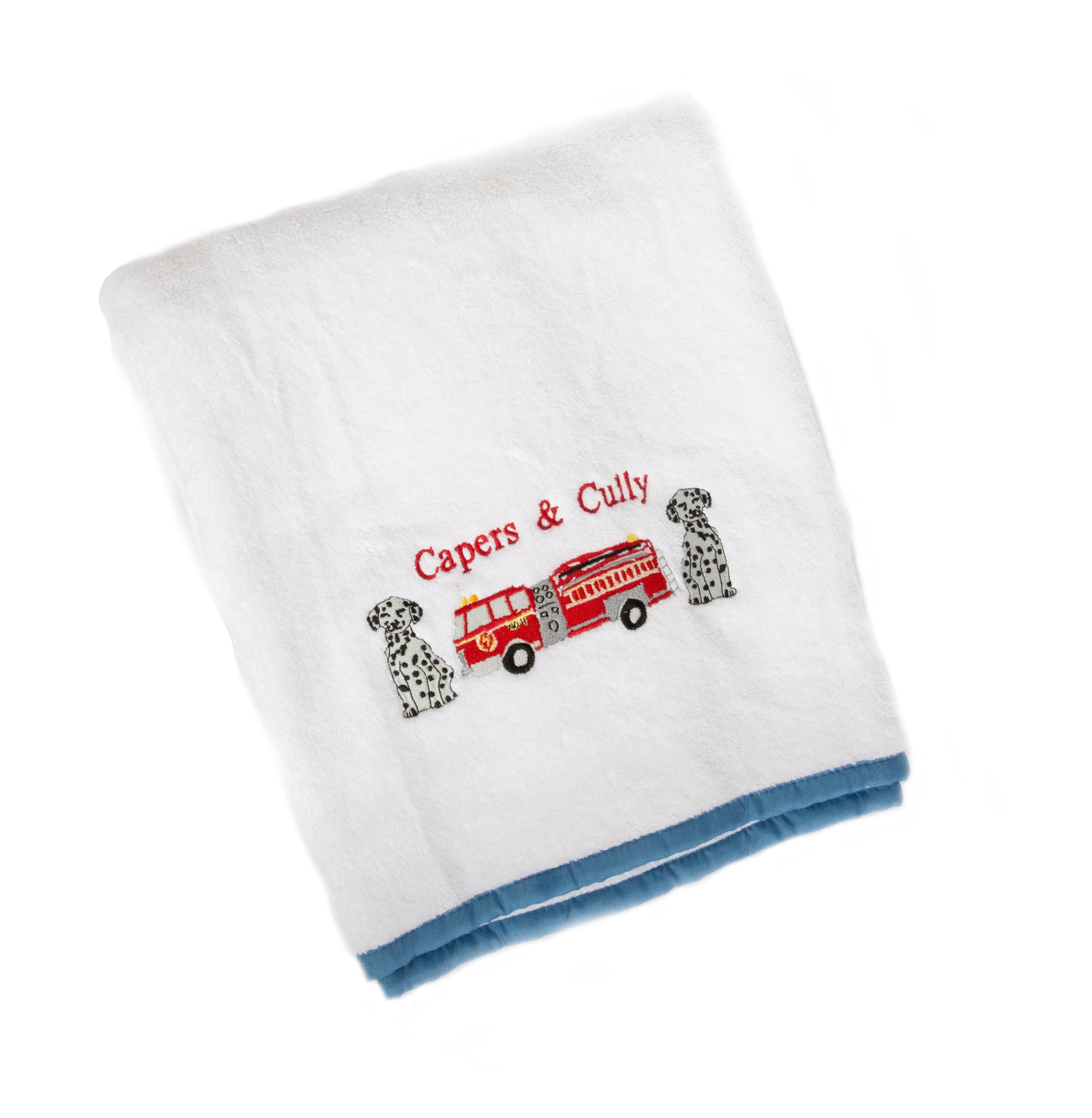 Custom Embroidered Fire Truck & Dalmatian Towel