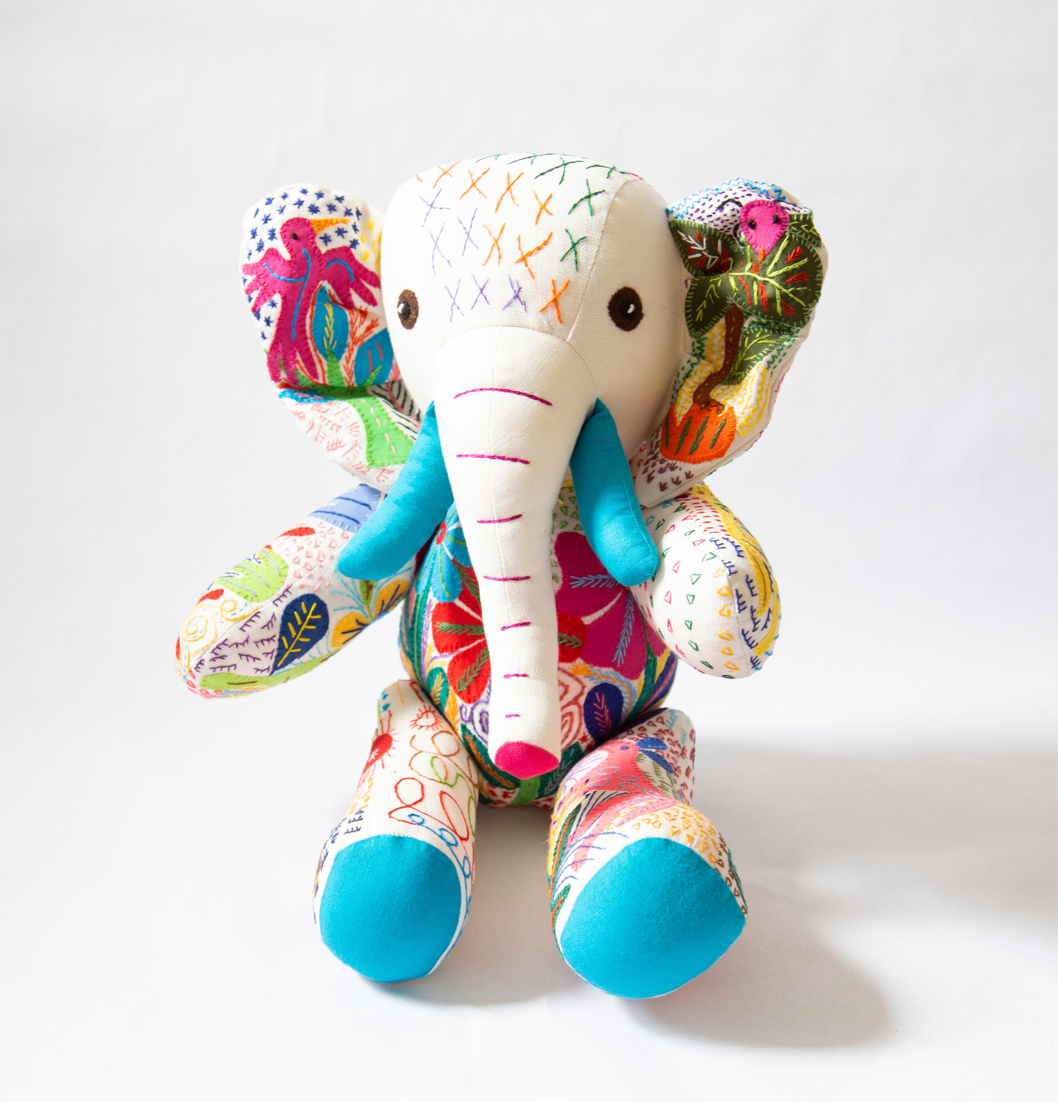 Large Hand Stitched Stuffed Elephant