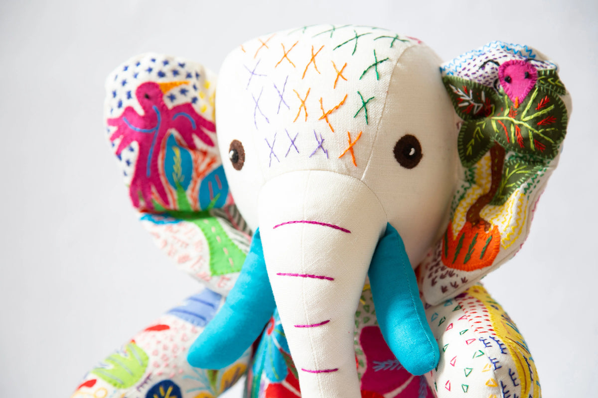 Large Hand Stitched Stuffed Elephant
