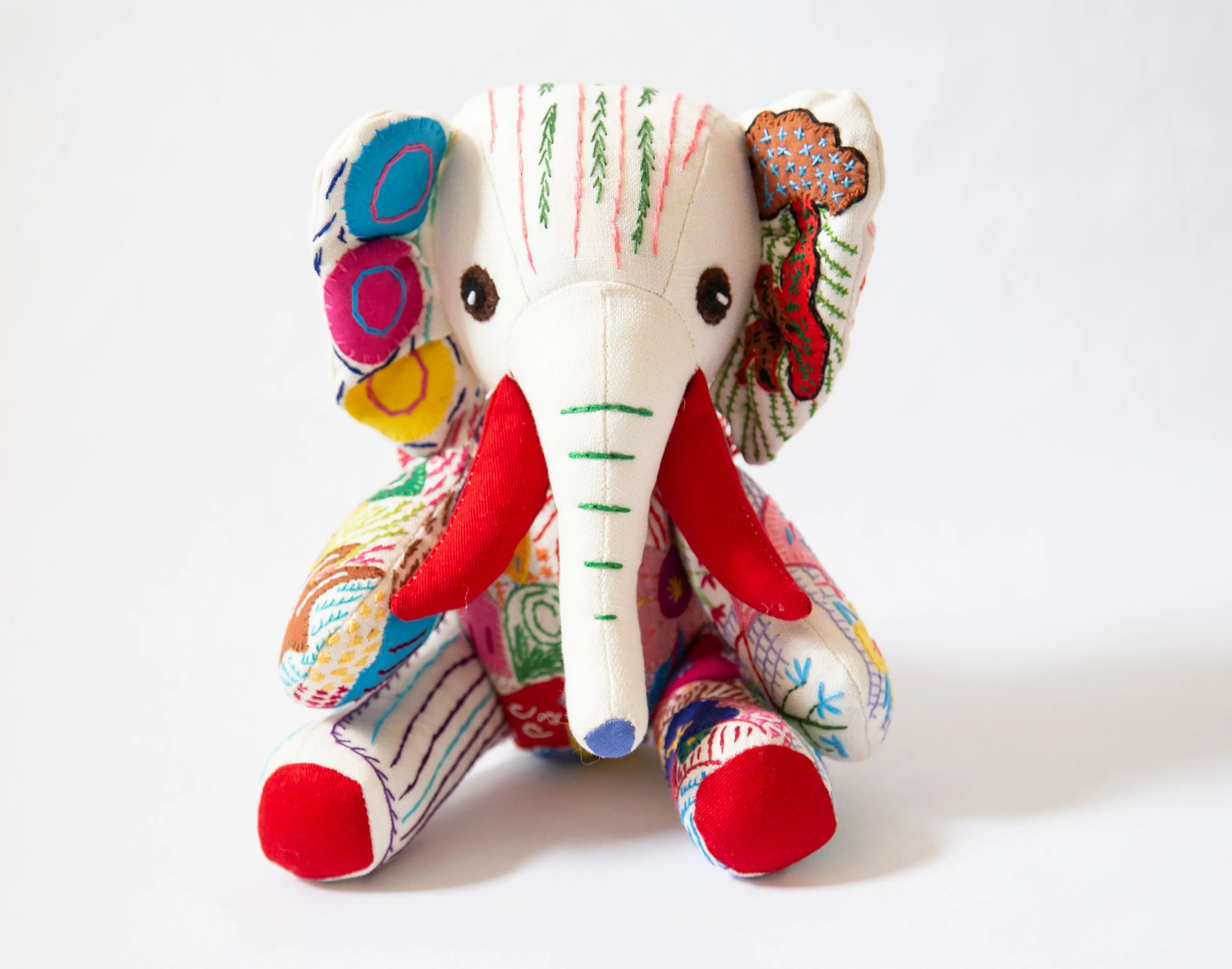 Small Hand Stitched Stuffed Elephant