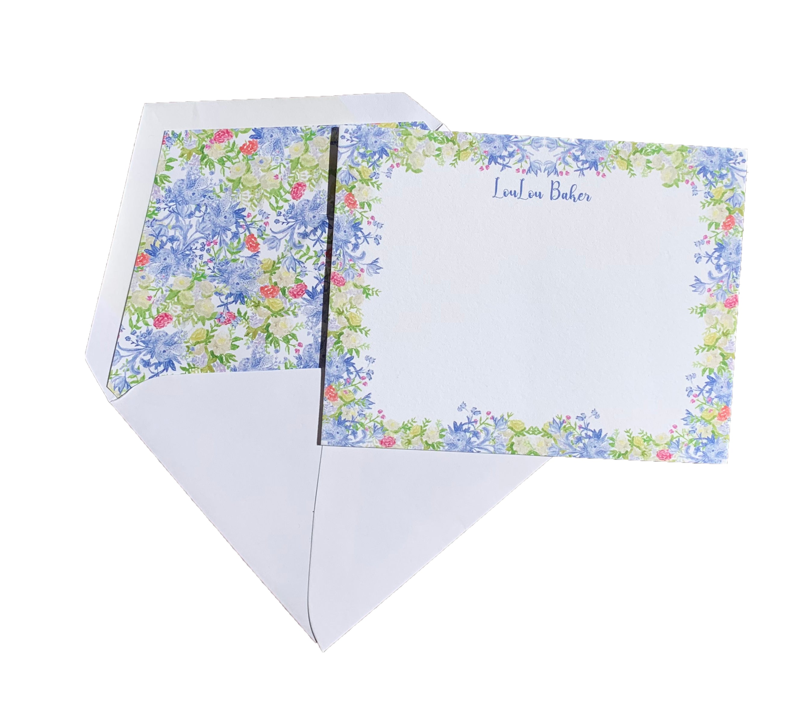 Blue Floral Chintz Stationery Set