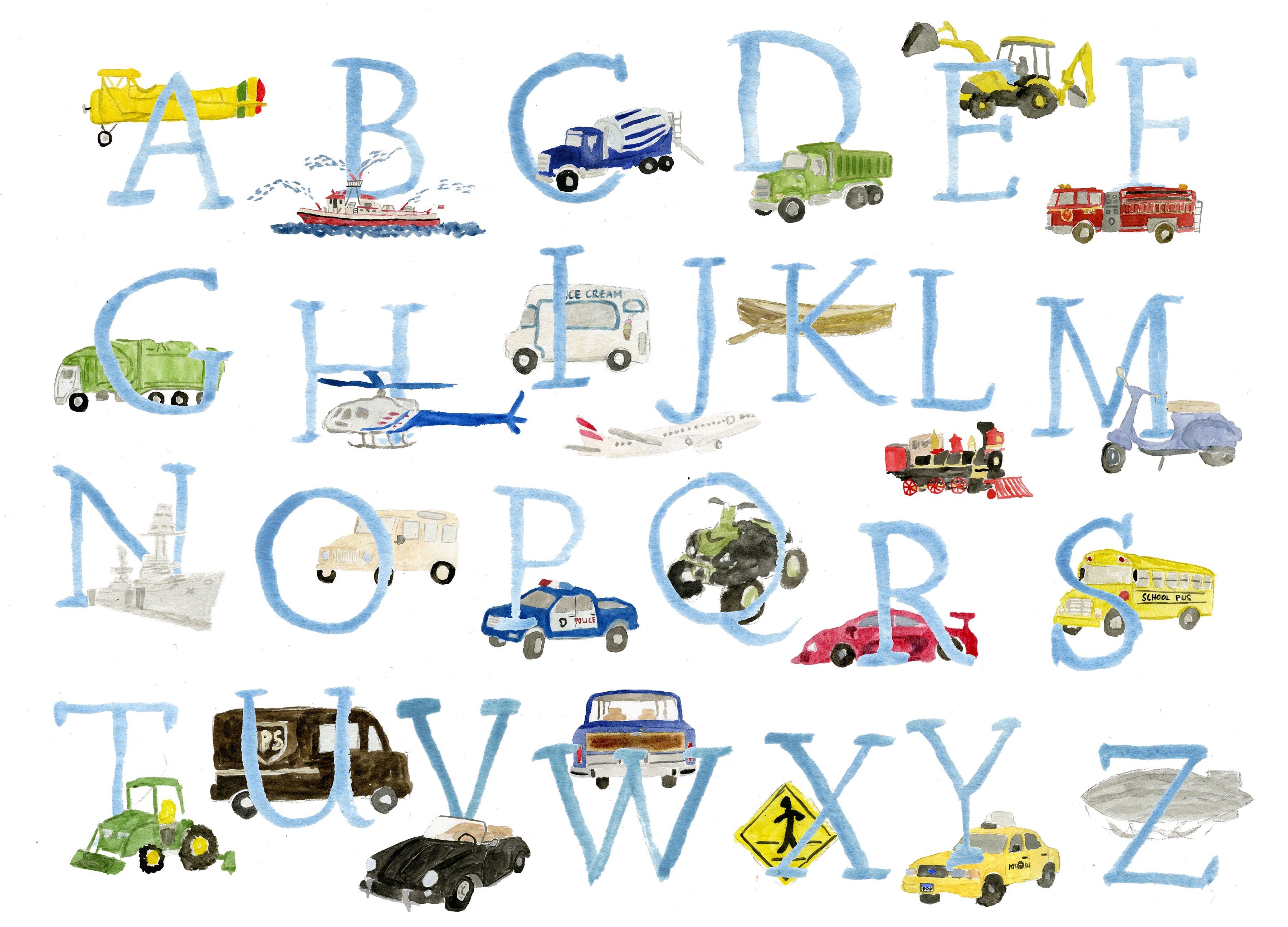 Vehicle Alphabet Baby Blanket