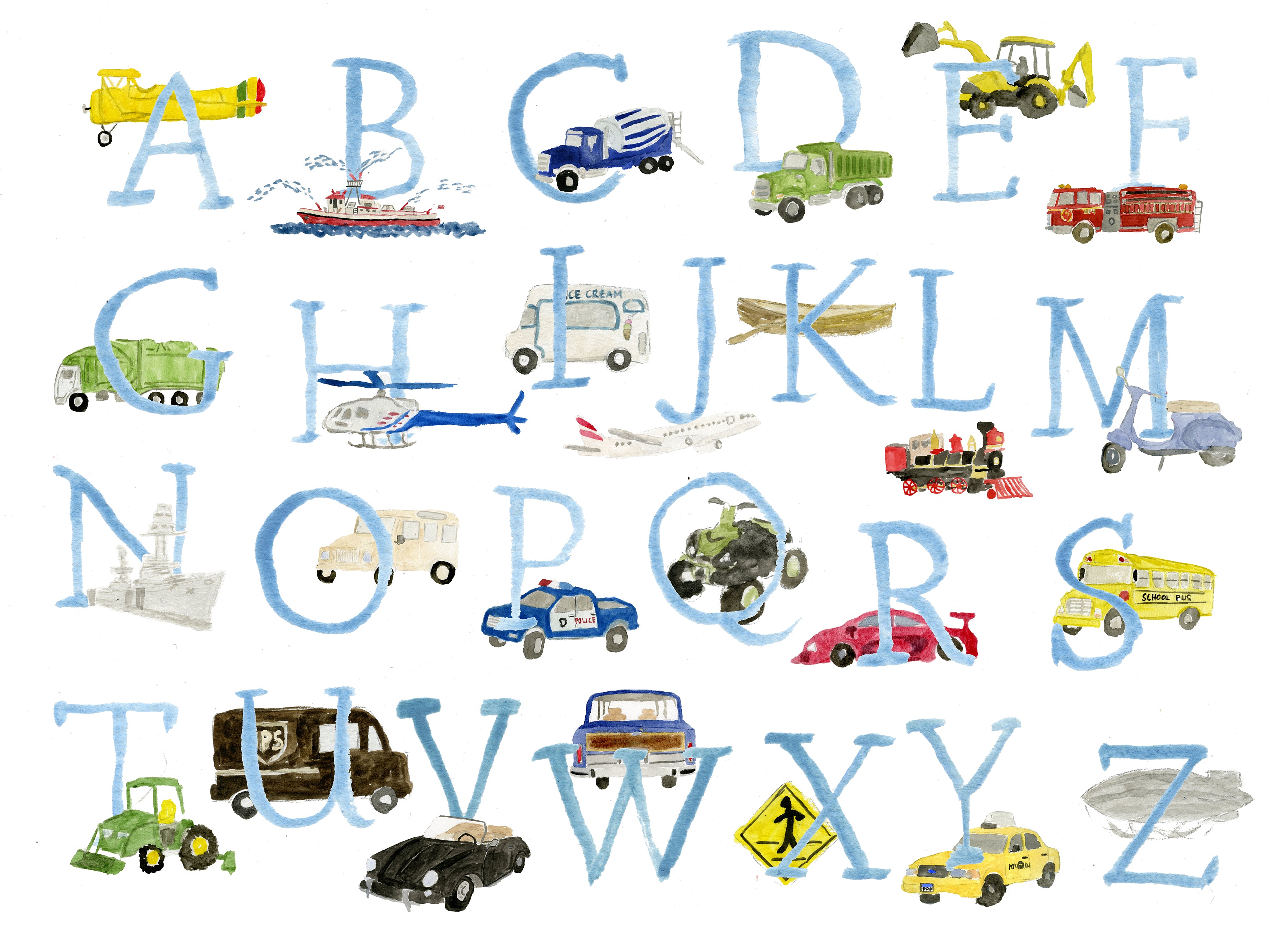 Vehicle Alphabet Tote