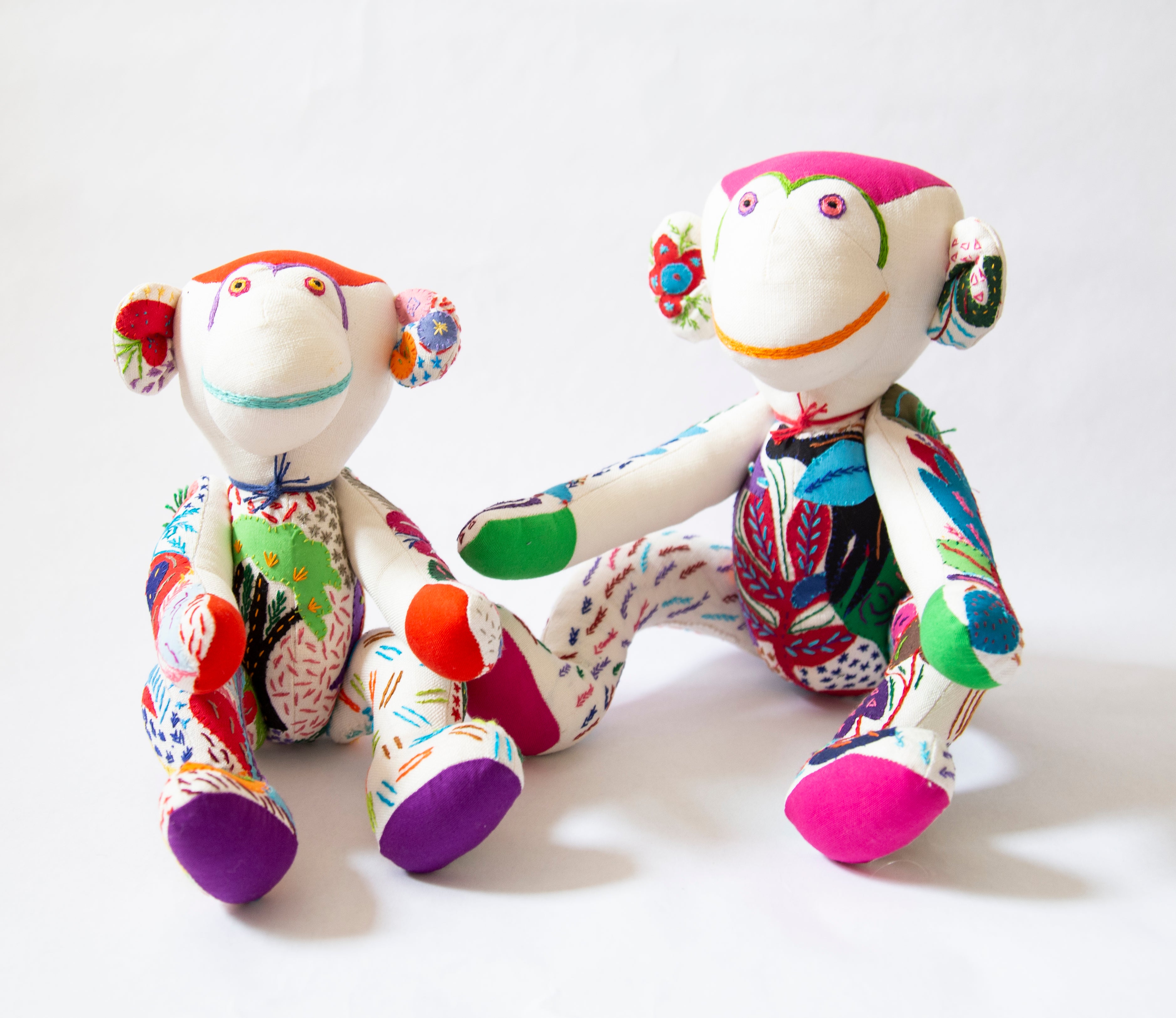 Medium Hand Stitched Stuffed Monkey
