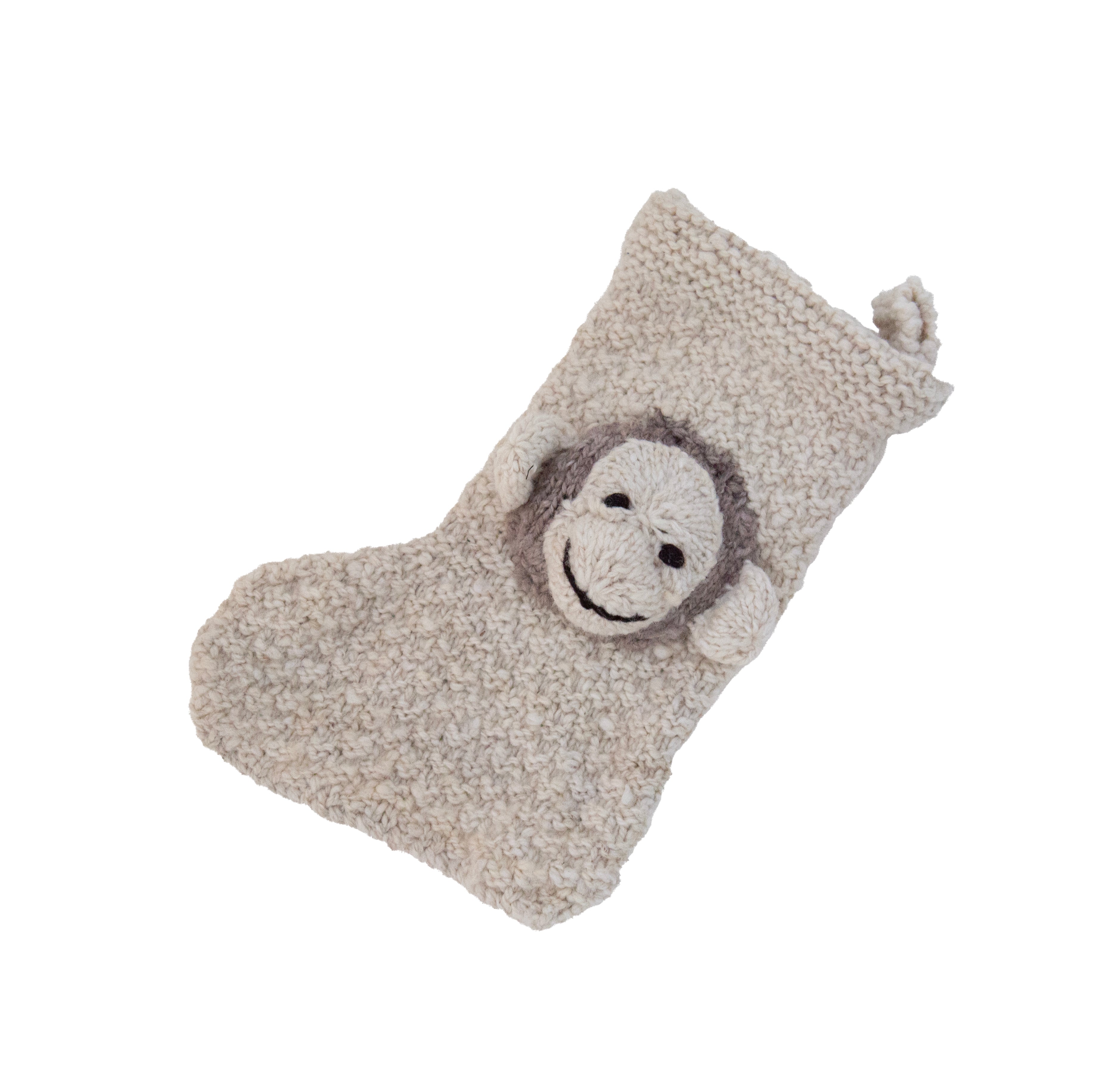 Hand Knit Monkey Stocking