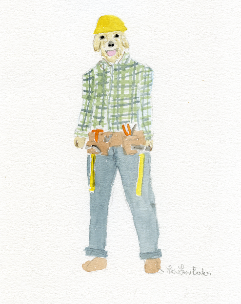 Construction Dog Original Painting