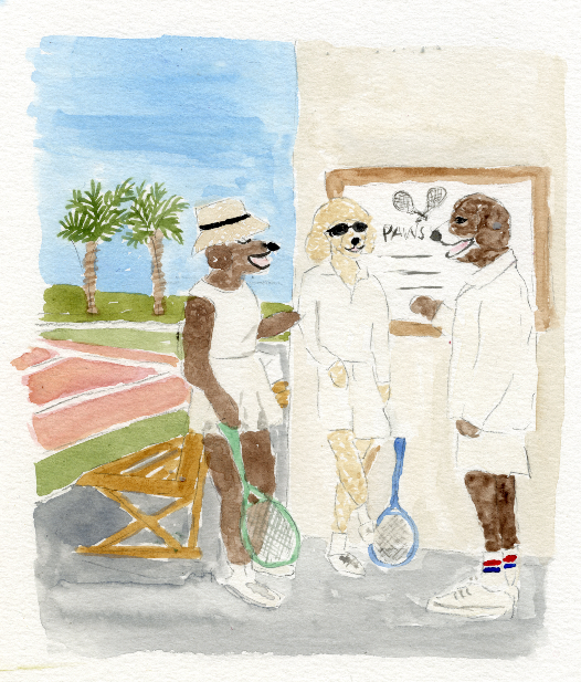 Original Dog Tennis Painting