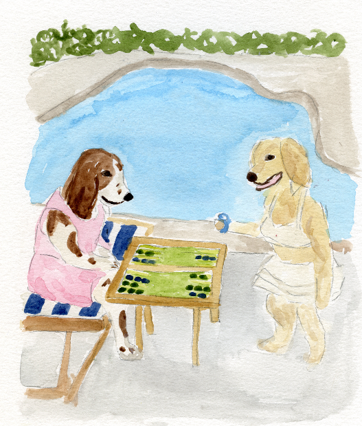 Original Dog Backgammon Painting