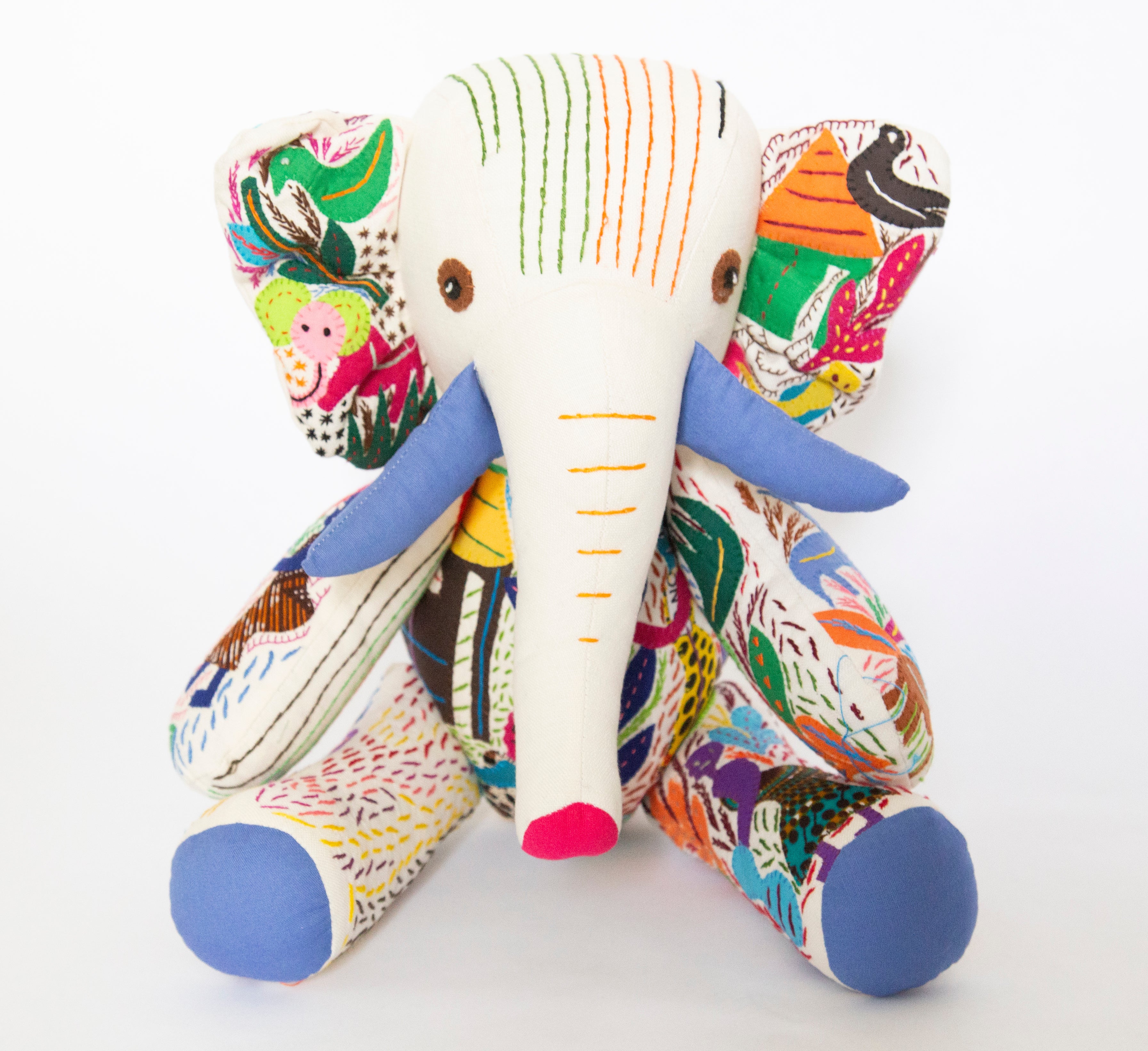 Large Hand Stitched Stuffed Elephant