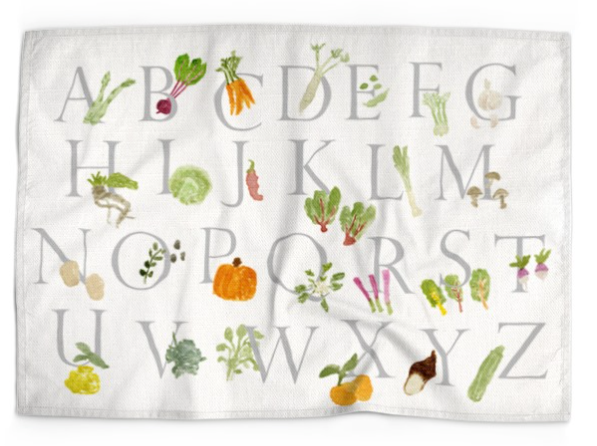 Vegetable Alphabet Linen Dish Towel