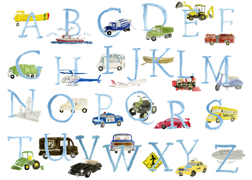 Vehicle Alphabet Name Print