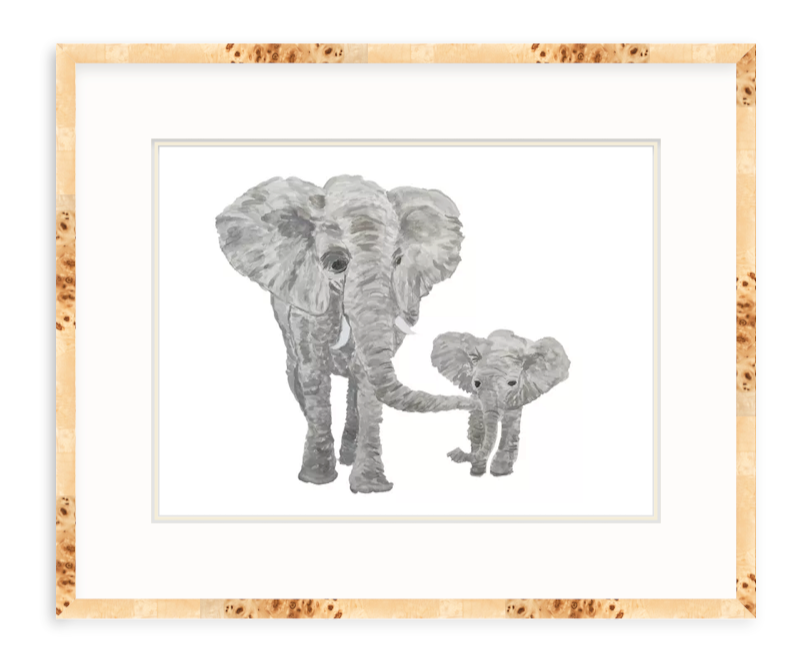 Original Elephant Mama and Baby Painting