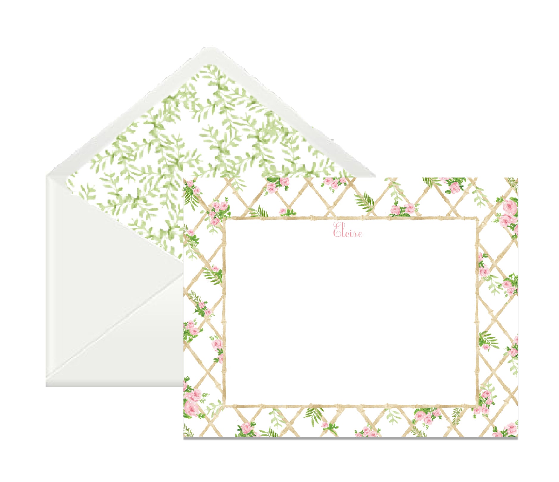 Bamboo and Rose Stationery Set