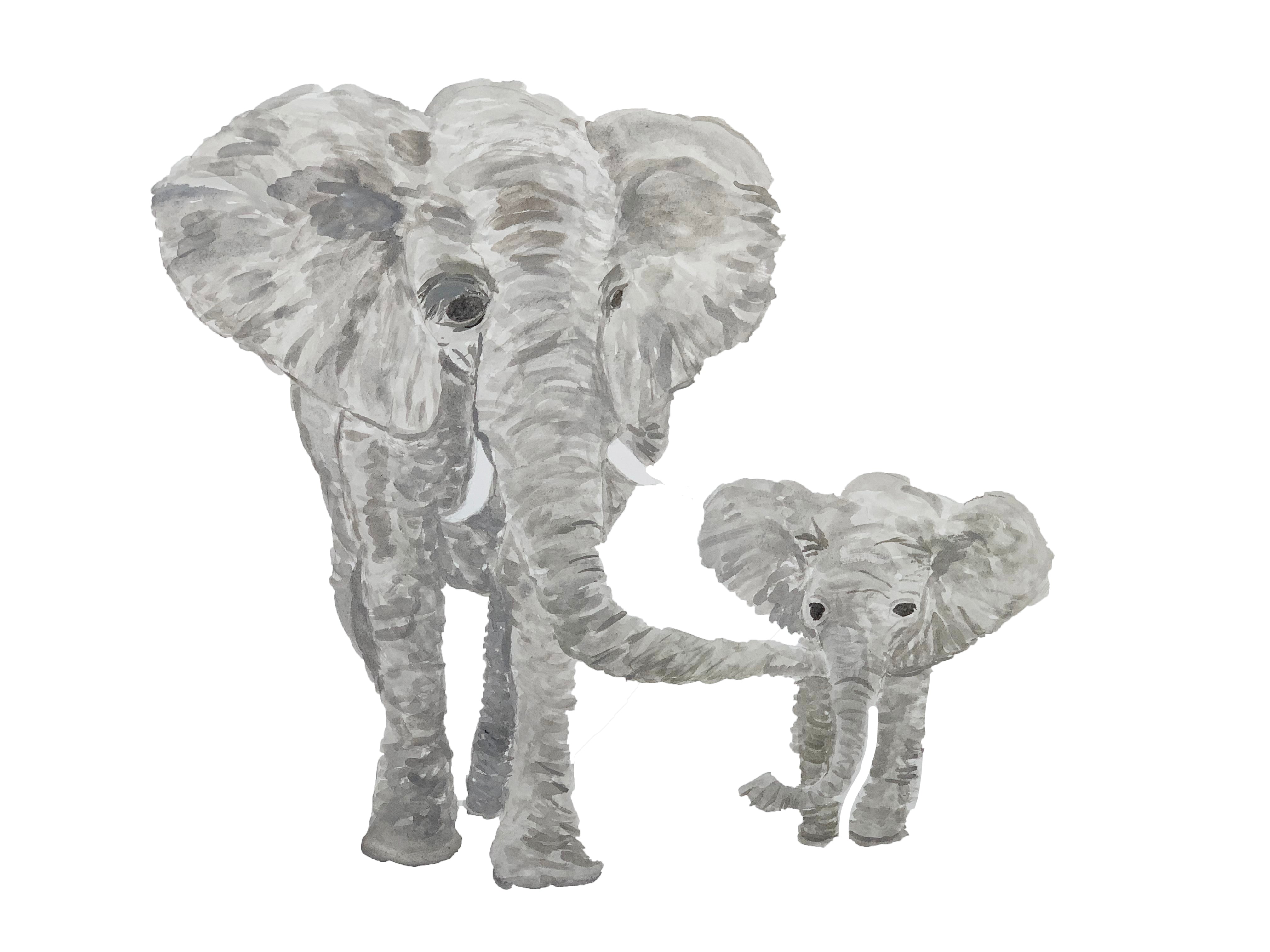 Elephant Mama and Baby Print
