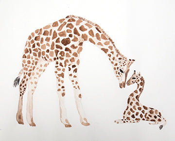 Original Giraffe Mama and Baby Painting